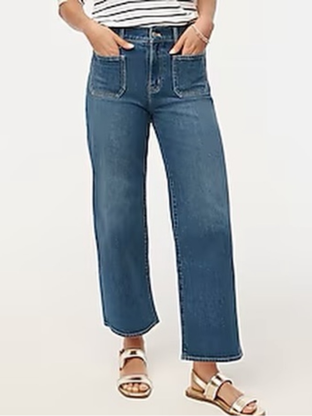 J CREW WIDE-LEG PATCH-POCKET FULL-LENGTH JEAN